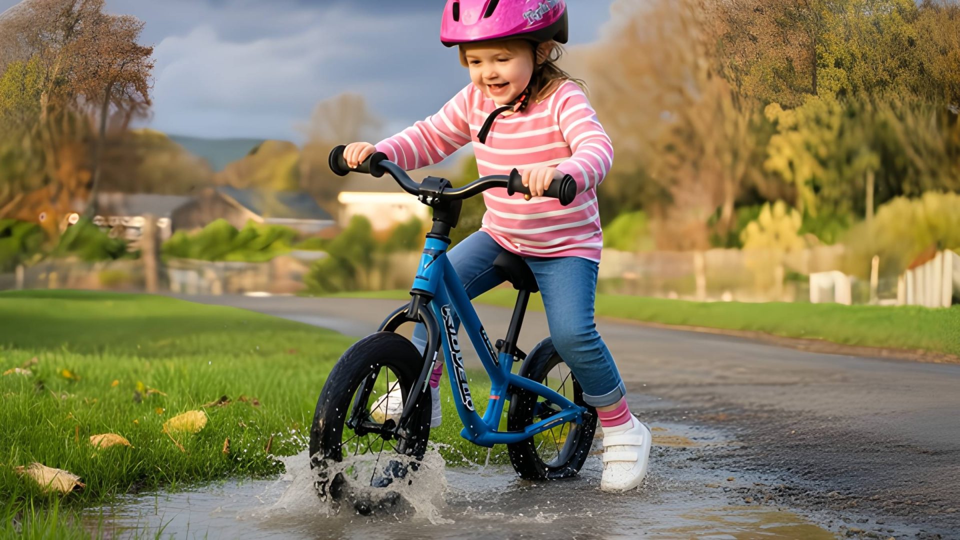 Kidvelo Rookie 12 Balance Bike in Azure Blue - The Best Balance Bike to learn how to Ride through water puddles in Australia