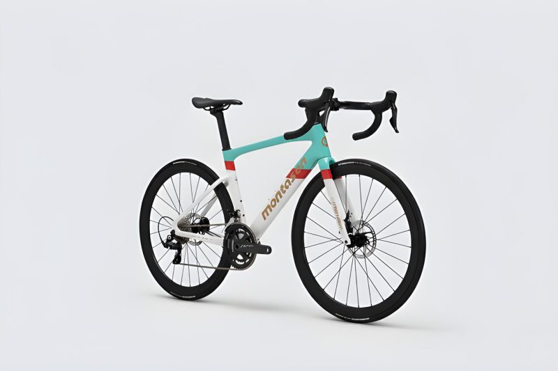 Montasen Kids Road Bike R05 - Teal - White Performance Youth Bike front angle