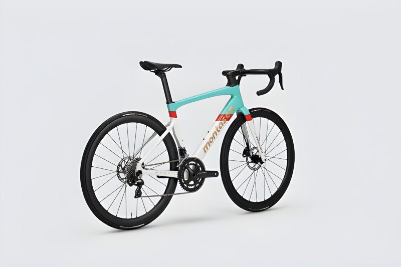 Montasen Kids Road Bike R05 - Teal - White Performance Youth Bike rear angle