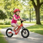 Kidvelo Rookie 12 balance Bike Ped with cute girl in park
